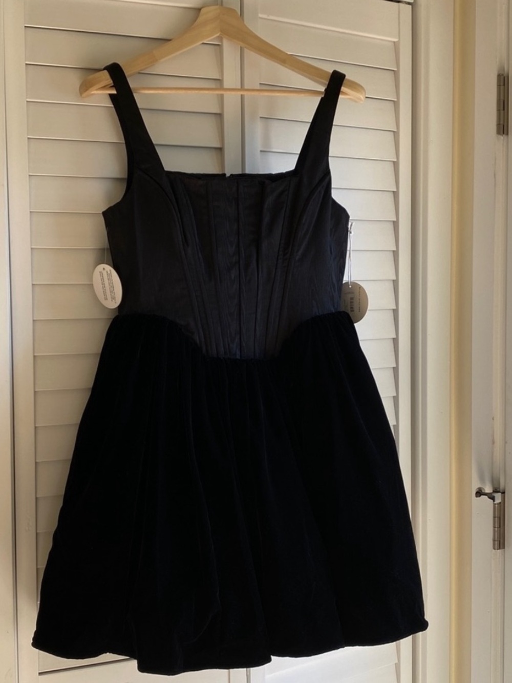 🖤 STAUD Landscape corset babydoll velvet mini dress size US8-10
